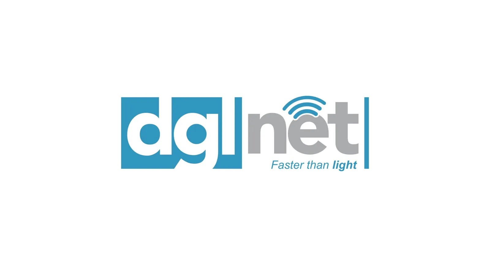 DGL Net logo in blue with a wifi signal symbol on a white background, logo design concept by iMad