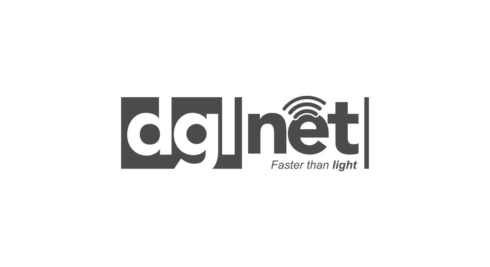 DGL Net logo in dark grey with a wifi signal symbol on a white background, logo design concept by iMad