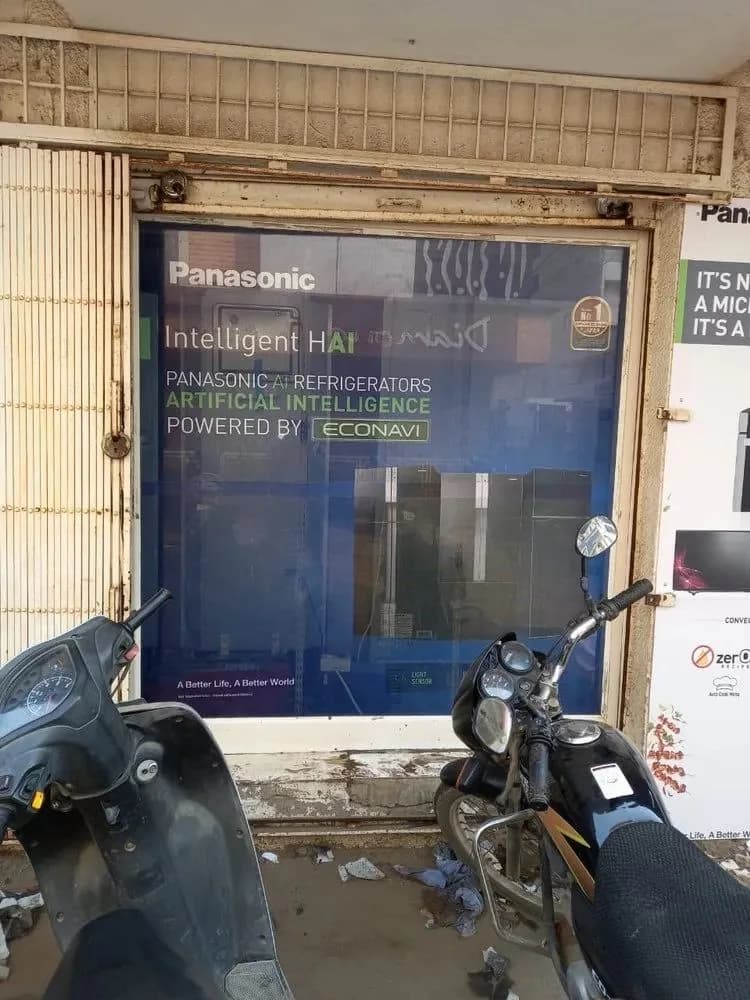 Printed window graphic applied to a shopfront, printing work by iMad, Jaipur
